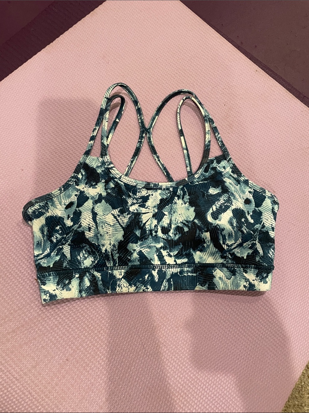 GAIAM Navy and White Floral Cross-Back Sports Bra